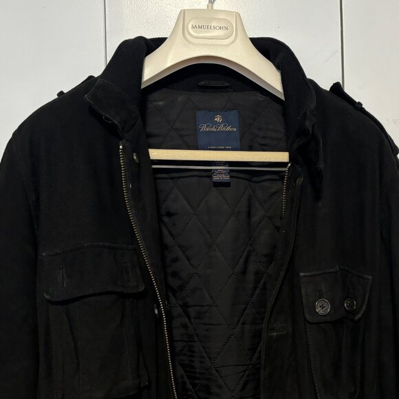$950 Brooks Brothers Black Suede Field Jacket - Medium - Picture 5 of 16